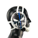 Wrestling Headgear American Flag Thin Blue Line with Digital Printing Art(Adult&Youth)