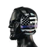 Wrestling Headgear Thin Blue Line American Flag Digital Printing Art(Adult&Youth)