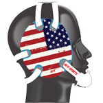 Wrestling headgear with American flag wraps
