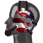 Wrestling headgear with American flag eagles stickers