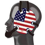 Wrestling headgear with American flag wraps