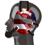 Wrestling headgear with American flag eagles stickers