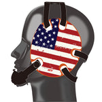 Wrestling headgear with American flag wraps