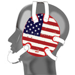 Wrestling headgear with American flag wraps