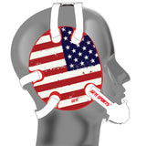 Wrestling headgear with American flag wraps
