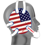 Wrestling headgear with American flag wraps