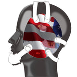 Wrestling headgear with American flag eagles stickers
