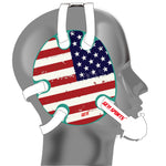 Wrestling headgear with American flag wraps
