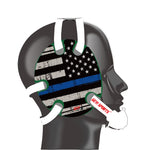Wrestling Headgear with Thin Blue Line American Flag Wrap