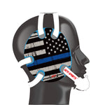 Wrestling Headgear with Thin Blue Line American Flag Wrap