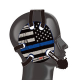 Wrestling Headgear with Thin Blue Line American Flag Wrap