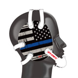 Wrestling Headgear with Thin Blue Line American Flag Wrap