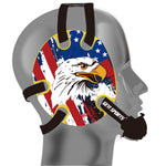 Wrestling headgear with USA and Eagles Flag delcas