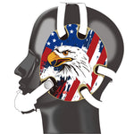 Wrestling headgear with USA and Eagles Flag delcas