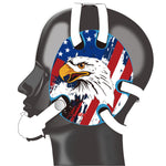 Wrestling headgear with USA and Eagles Flag delcas