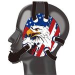 Wrestling headgear with USA and Eagles Flag delcas