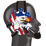 Wrestling headgear with USA and Eagles Flag delcas