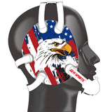 Wrestling headgear with USA and Eagles Flag delcas